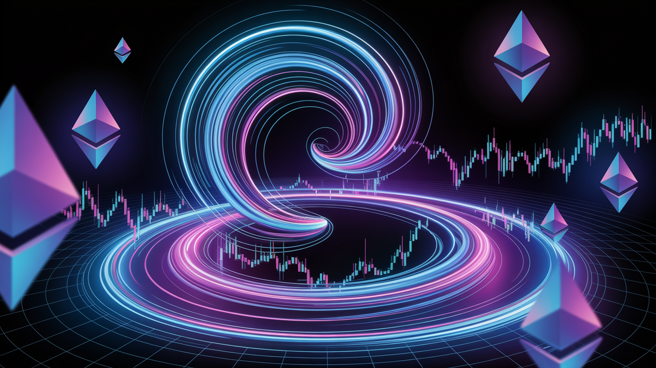 3D visualization of volume-based trading analysis with Ethereum and market data flows